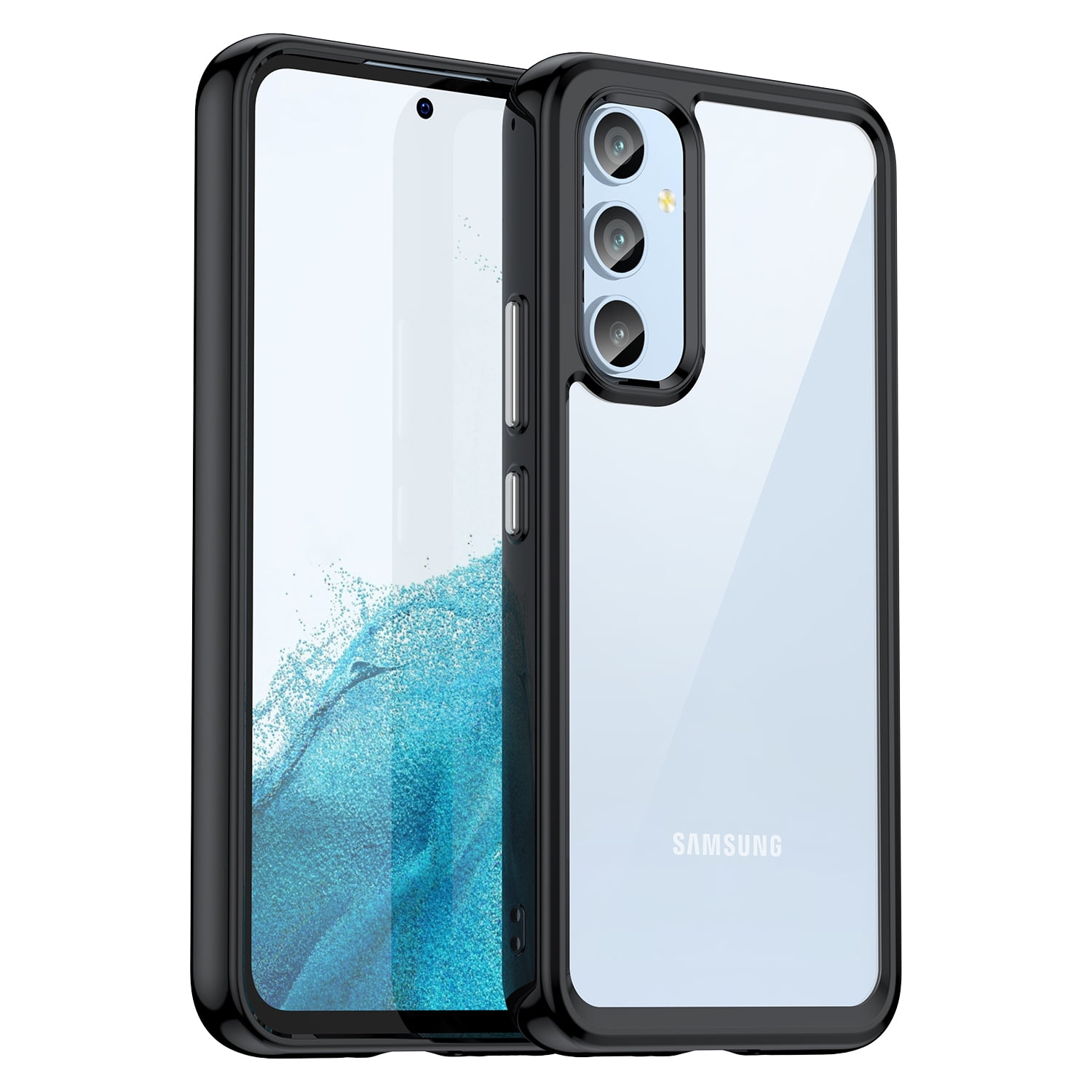 Feishell Clear Case for Samsung Galaxy A25 5G,Shockproof Slim Fit Non-Yellowing Transparent Anti-Scratch Lightweight Silicone Anti-Fingerprint Protective Phone Case,Black