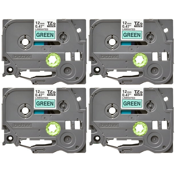Brother Genuine P-touch 4-Pack TZe-731 Laminated Tape, Black Print on Green Standard Adhesive Laminated Tape for P-touch Label Makers, Each Roll is ...