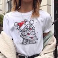 thumbnail image 1 of Camiseta de Reno de Navidad para mujer, ropa de talla grande, Camisetas estampadas blancas 2021, 1 of 5