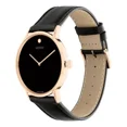 thumbnail image 2 of Movado Signature Rose Gold 0607742 Black Leather Strap Stainless Case Mens Watch, 2 of 4