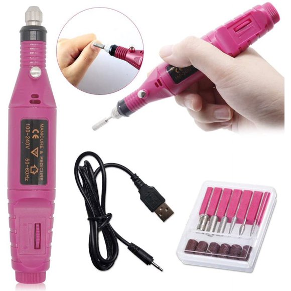 Ensemble de Manucure Électrique pour Meules d'Ongles, Ensemble de Manucure Électrique 6 en 1 Usb, Outils de Polissage Coupe-Ongles pour Enlever les Callosités