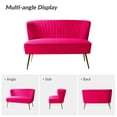 thumbnail image 3 of Tina's Home Velvet Upholstered Loveseat Sofa with Gold Metal Legs, Living Room Chair Upholstered Tufted Back Hallway Lobby Home Bedroom Fuchsia, 3 of 9