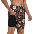 thumbnail image 2 of Sigee Winter Holiday Christmas Print Mens Swim Trunks with Compression Liner Quick Dry Swim Stretch Beach Shorts with Pockets,S-3XL, 2 of 7