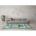 thumbnail image 3 of Ahgly Company Indoor Rectangle Abstract Light Blue Modern Area Rugs, 2' x 5', 3 of 4