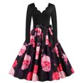 thumbnail image 1 of Disfraces de Halloween con estampado de calavera aterradora para mujer, vestido de fiesta de carnaval, vestido de fiesta de noche de manga larga, vestido de graduación elegante, 1950s, 1 of 5