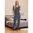 thumbnail image 4 of Ekouaer Pajamas for Women Set 2 Piece Lounge Set Short Sleeve Pjs Joggers Long Pants Sleepwear with Pockets, 4 of 6