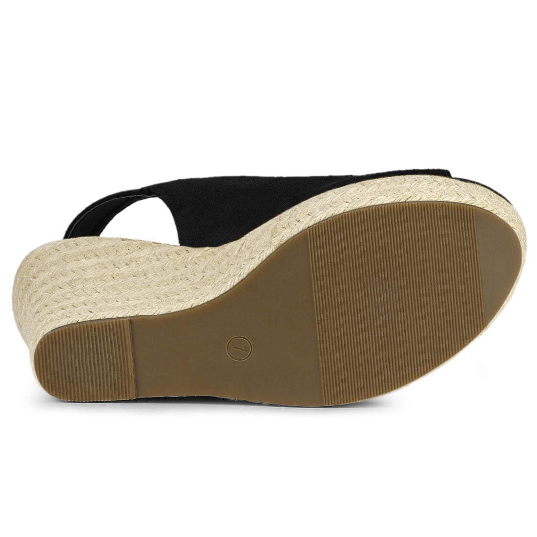 DARING DIVA Slingback Platform Wedges Heel Espadrille Wedge Sandals Black 6