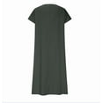 thumbnail image 5 of OSOLU Solid Color Linen Dresses For Women Flowy V-Neck Short Sleeve Maxi Dress Lightweight Summer Beach Vacation Dresses Relaxed Fit Sundress Wedding Guest Dress, 5 of 6