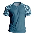 thumbnail image 5 of Durable Camouflage Print Short Sleeve Crewneck Tee Summer Casual Top Blue L, 5 of 5