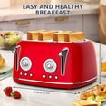 thumbnail image 5 of Long Slot Toaster 4 Slice Wide Slot, Stainless Steel Toaster with 6 Browning Settings & Bagel Defrost/Reheat Functions, Compact Kitchen Toasters with Removable Crumb Tray, 1650W (Red), 5 of 6