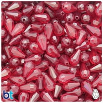 BeadTin Dark Red Transparent 12mm Faceted Pear Acrylic Beads (150pcs)