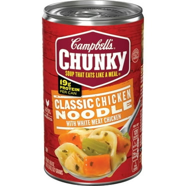 Campbell's Chunky Soup, Classic Chicken Noodle Soup Can - 18.6 Oz (Pack of 20)