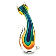 Badash Colorful Cat Handcrafted Rainbow Art Glass Figure QGM23771