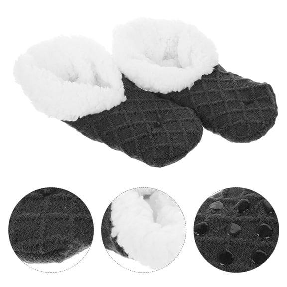 MEIBUTYUP Fleece Socks For Women Slipper Socks Grey 1 Pair Simple Design Non Slip