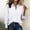 White, variant on Casual Women Shirt Fall Long Sleeve Satin Blouses Ladies Office Solid Loose Collared Tops White 2XL