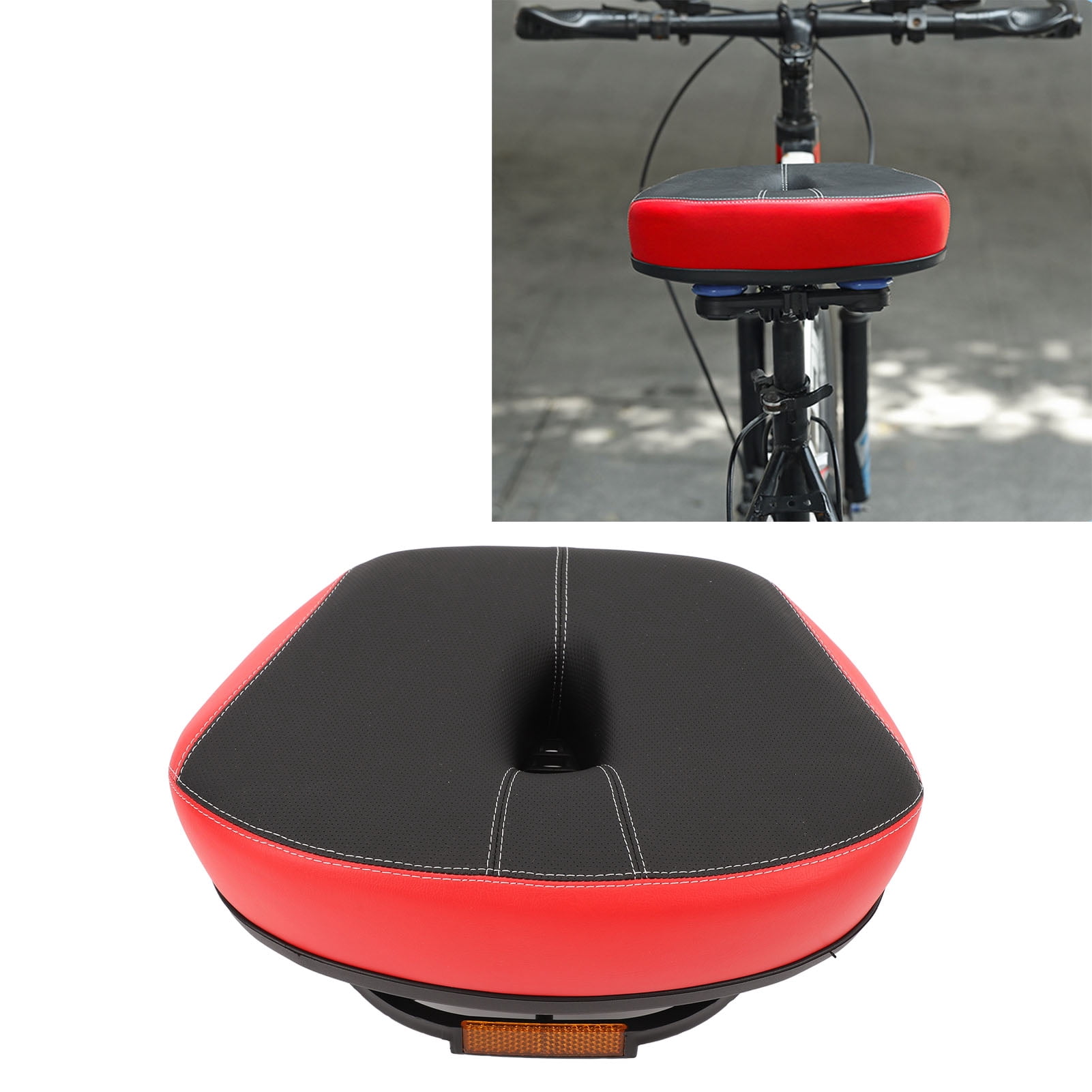 Selle De Vélo Ergonomique Sans Relief Central - Mousse Absorbante Anti-chocs - Avec Réflecteur Arrière - Étui En PU Imperméable - Rail Double - 9
