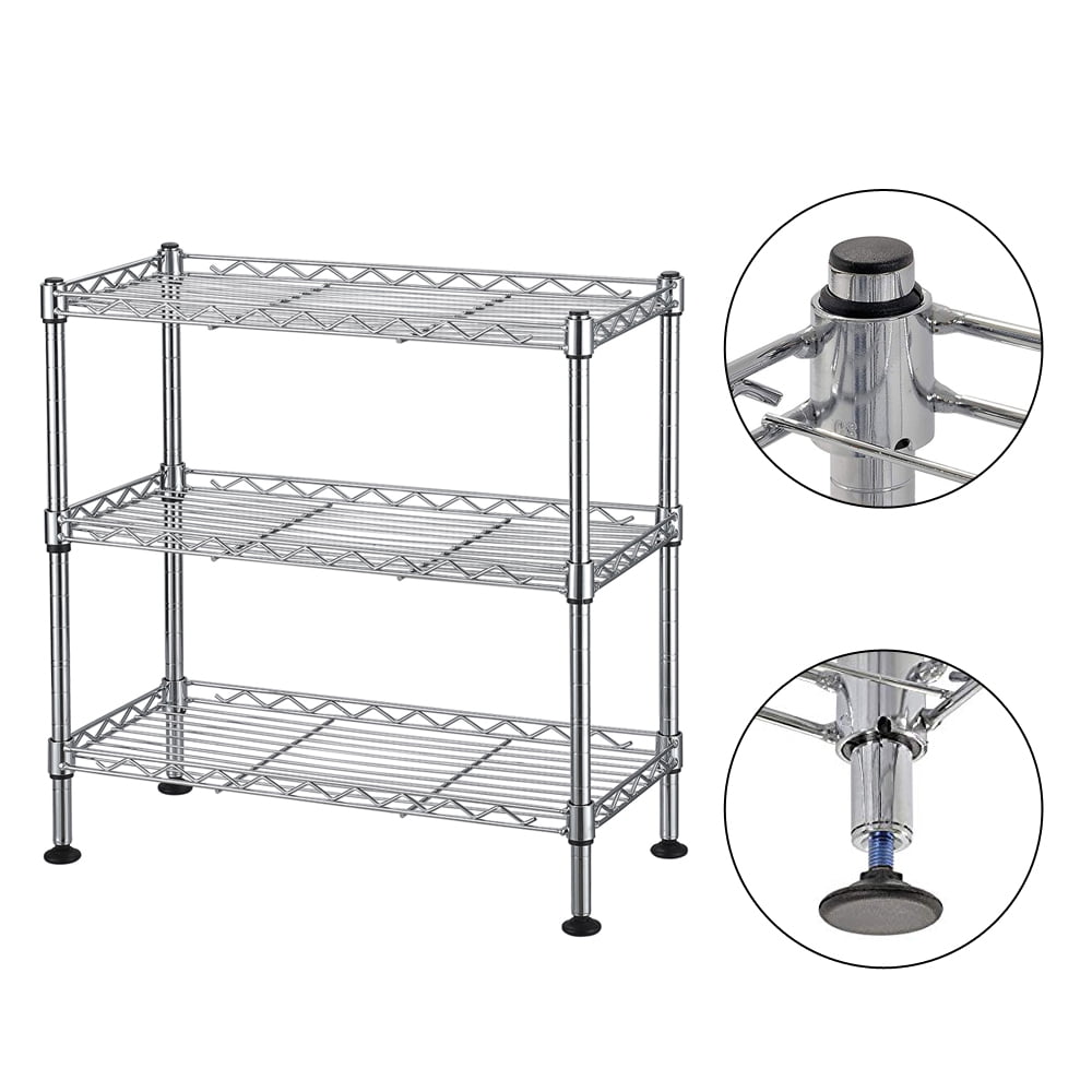 Kepooman 3-Tier Kitchen Rack, Wire Shelving, Kitchen Shelving and Storage for Spice Rack Organizer Workstation, Silver Kepooman 3-Tier Kitchen Rack, Wire Shelving, Kitchen Shelving and Storage for Spice Rack Organizer Workstation, Silver