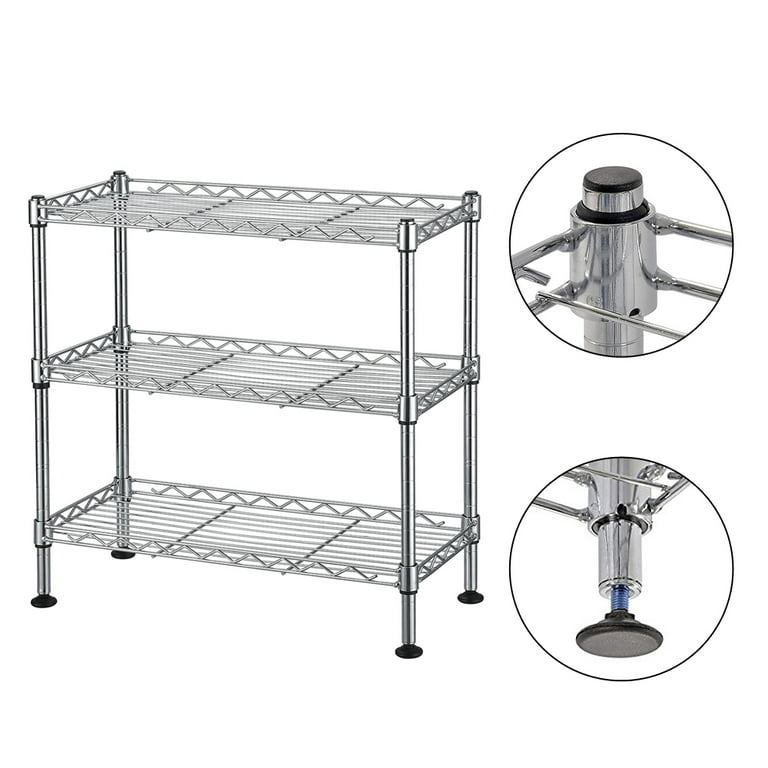 Veryke 3 Tier Kitchen Rack Wire Shelving Kitchen Shelving and Storage for Spice Rack Organizer Workstation Silver