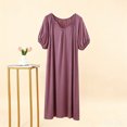 thumbnail image 5 of Asxite Womens Pajamas Solid Short Sleeve Round Neck Ruffle Hem Loose Breathable Nightgown, 5 of 6