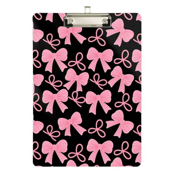 ALAZA Plastic Clipboard A4 Letter Size Decorative Clipboards for Students Women Men 9" x 12.5" Pink Bows