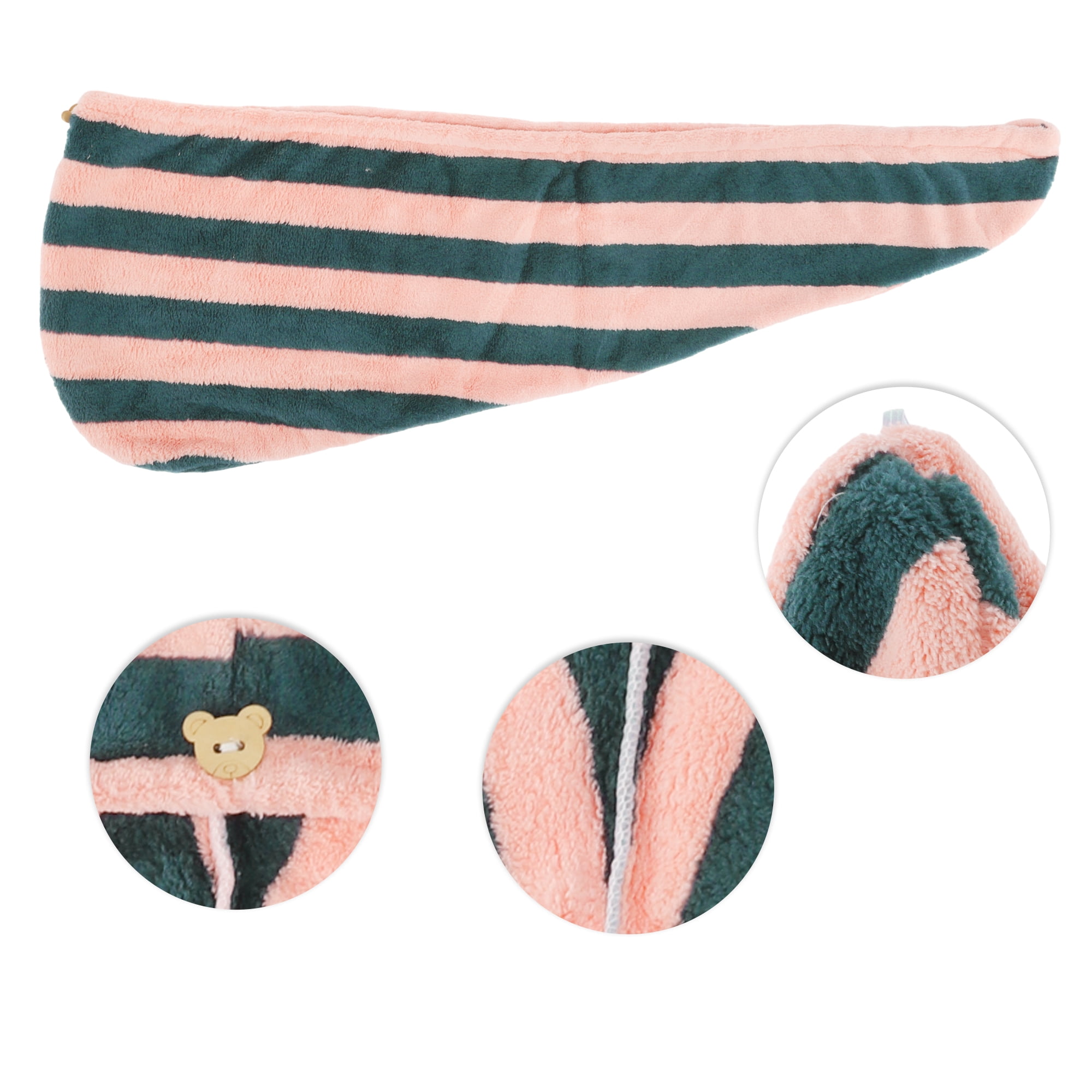 Unique Bargains 1 Pc Women Breathable Stripe Hair Drying Towel Pink, Navy Blue