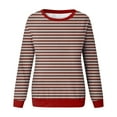 thumbnail image 3 of Womens Long Sleeve Tops Casual Crewneck Striped Color Block Shirts Pullover Jumpers Tops, 3 of 4