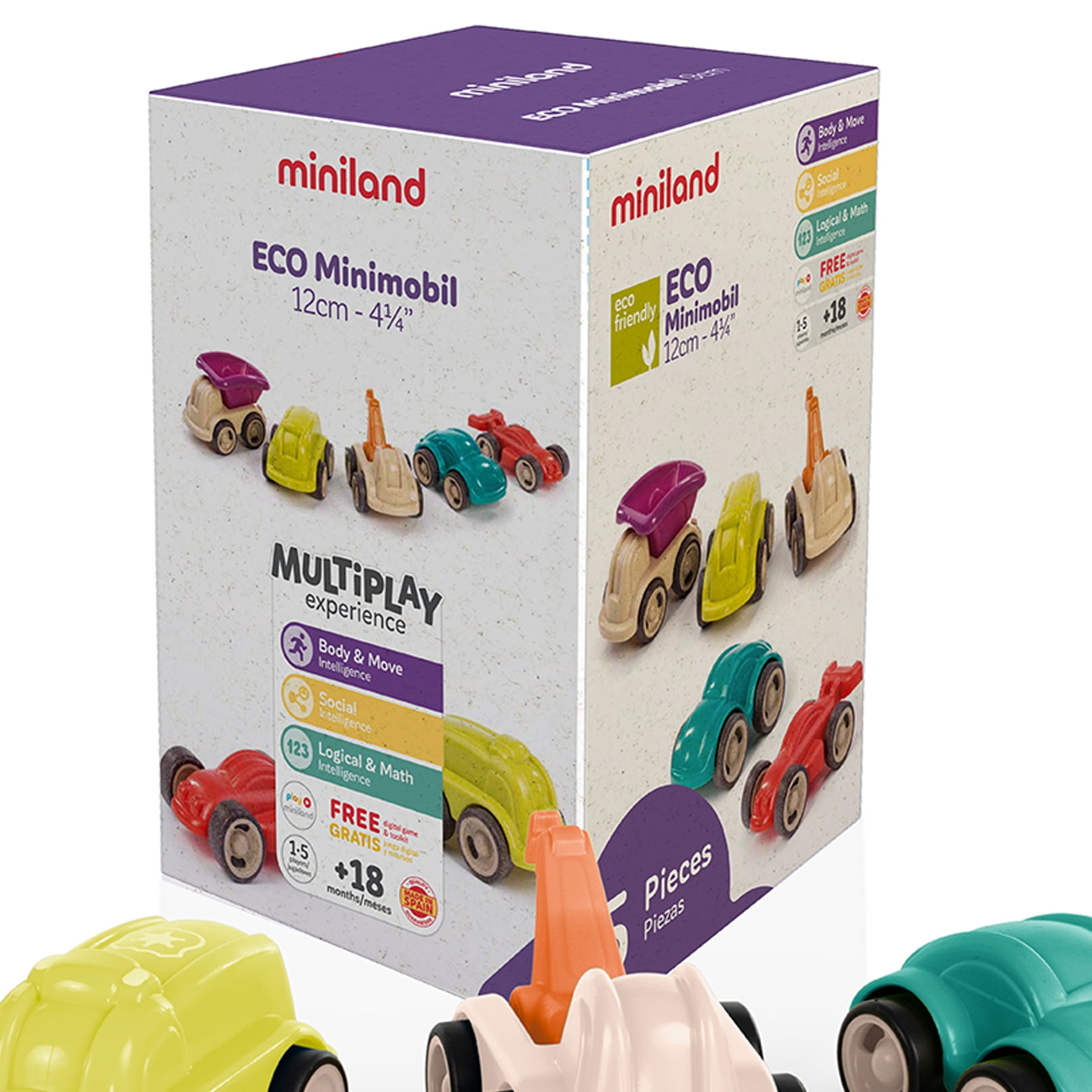 Miniland Eco Minimobil 4-1/4", Set of 5