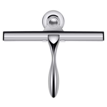 Amerteer Shower Window Squeegee, Stainless Steel Squeegee for Shower Doors Bathroom Kitchen Car Mirror Glass Cleaning Brush Wiper Scraper with Suction Hook-Silver