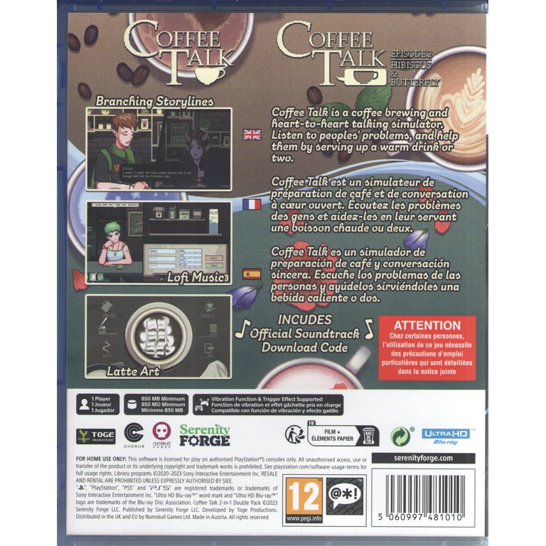 Coffee Talk 2 in 1 double pack コーヒートーク Coffee Talk 2 in 1 Double Pack for PlayStation 5™ - Walmart.com