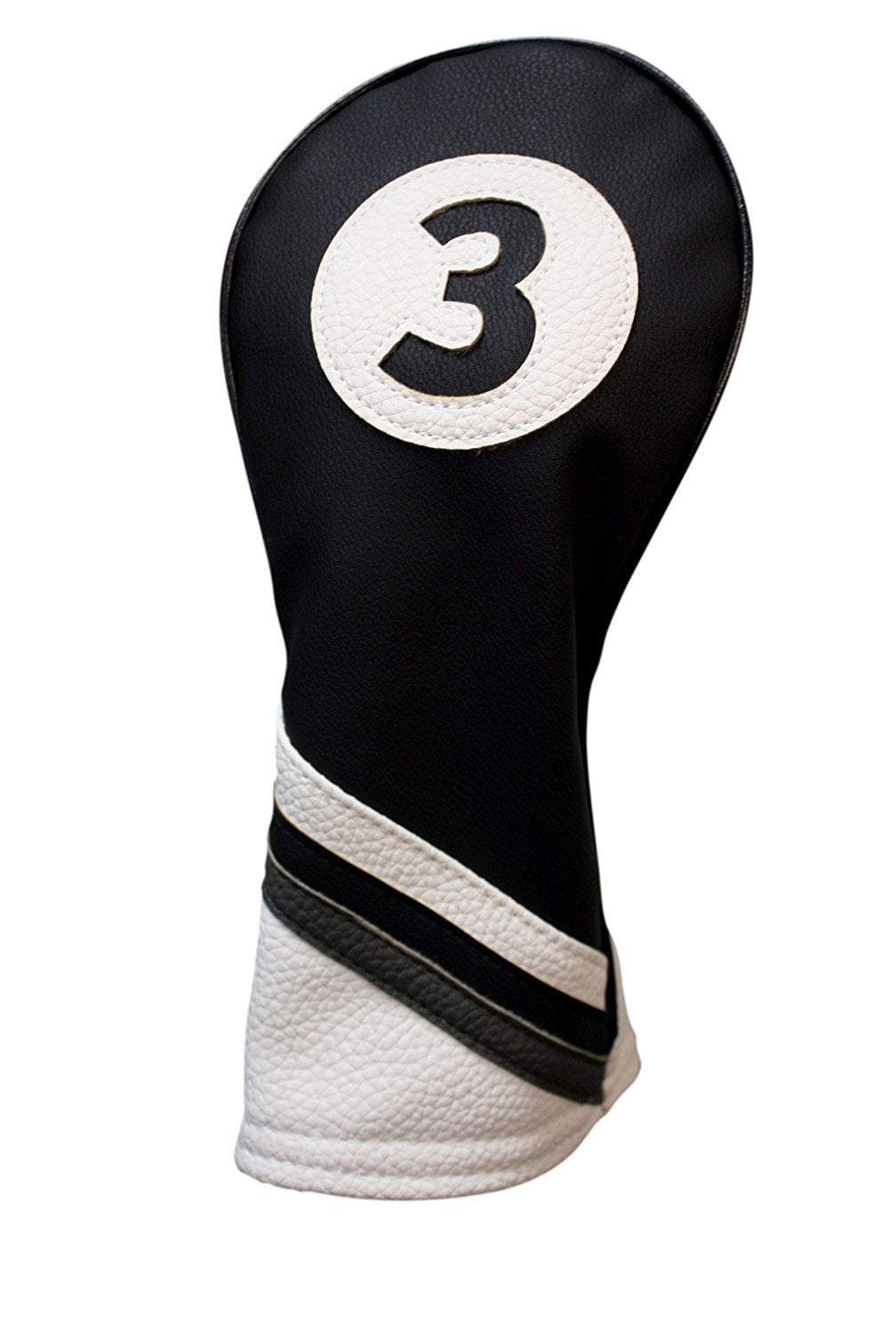 Golf Headcovers Black and White Leather Style 1 & 3 Driver and Fairway Head Cover Fits 460cc Drivers