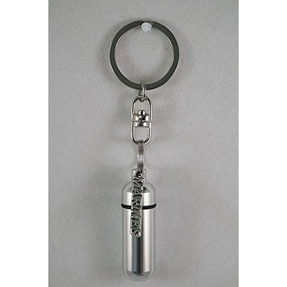 Patriotic MARINES Cremation Urn Keepsake with ENGRAVED US Flag - on Swivel Stainless Steel Keychain