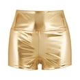 thumbnail image 4 of Fldy Women's Shiny metal High waist Bottoms Sports Gymnastic Workout Shorts Ballet Dance Shorts Gold XXL, 4 of 7
