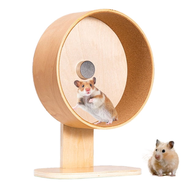Rueda para hámster, rueda para correr, suministros para mascotas, rueda silenciosa de madera para hámster, rueda de ejercicio para animales pequeños S