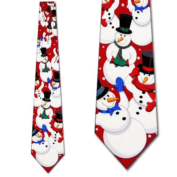 Snowmen on Red Necktie Mens Tie