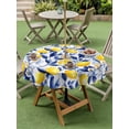 thumbnail image 5 of Outdoor Tablecloth with Umbrella Hole Zipper Summer Lemon Round Tablecloth 54" Waterproof Outside Table Cloth Watercolor Yellow Blue Garden Floral Patio Table Cover Tablecloths for Picnic Party, 5 of 8