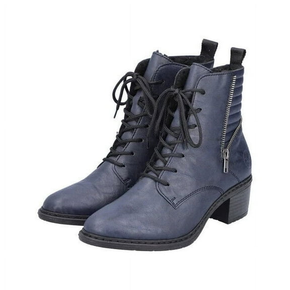 Rieker Women's 70101-14 Side-Zipped Block Heel Ankle Boots, Navy, Size EU 40