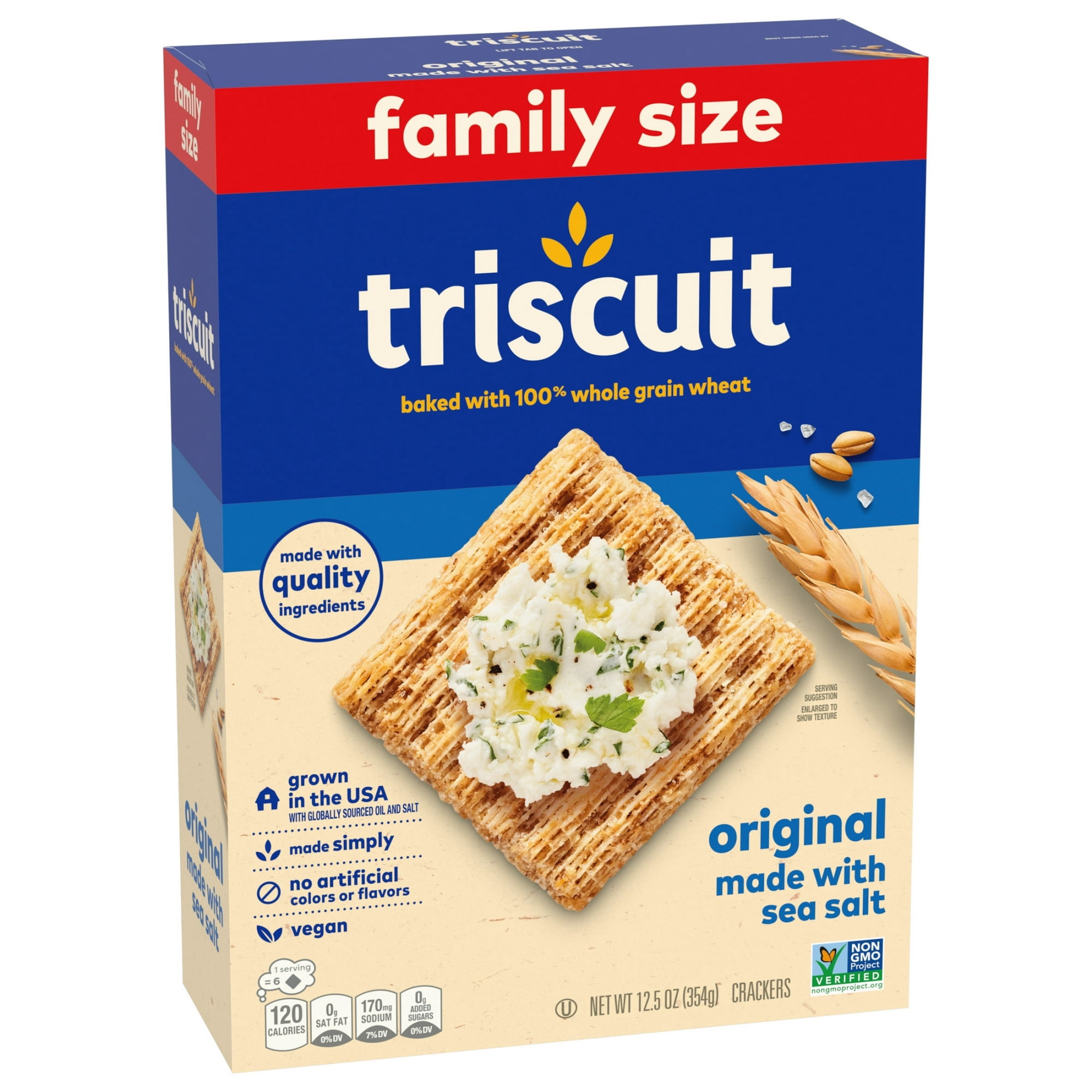 Pack of 2 Triscuit Original Whole Grain Wheat Crackers, Vegan Crackers, Healthy Snacks, Family Size, 12.5 oz-With Bowl