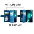 thumbnail image 3 of Case for iPhone 13, Multi-Functional Premium PU Leather Purse Flip Cover Classic Wallet Case with Card Slots Magnetic Wrist Strap Phone Case for Apple iPhone 13 - 6.1", Blue, 3 of 7