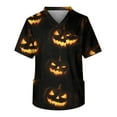 thumbnail image 2 of MLQIDK Halloween Scrub Tops Men Big and Tall Medical Scrubs Short Sleeve Halloween Nursing Tops Fun V Neck Scrub Shirts Holiday Printed Nurse Uniforms Yellow L, 2 of 4
