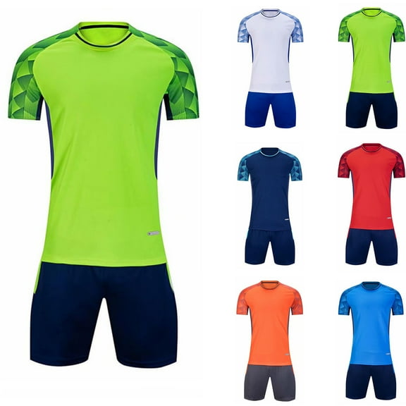 HAOTAGS Teen Boys' Active Short Set, 2 Piece Athletic Crewneck T-Shirt and Shorts Outfit Green