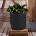 thumbnail image 2 of Bloem Tuxton 8" Modern Plastic Planter - Geometric Indoor/Outdoor 1.7 Gal Capacity Pot, Black, 2 of 7