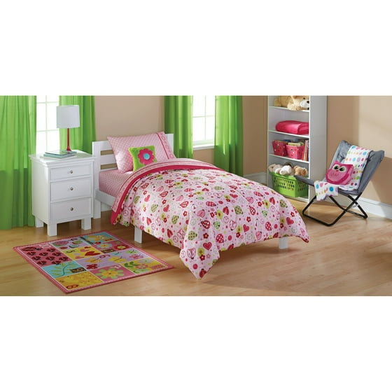 Mainstays Kids Ladybug Twin Bedding Comforter, Pink
