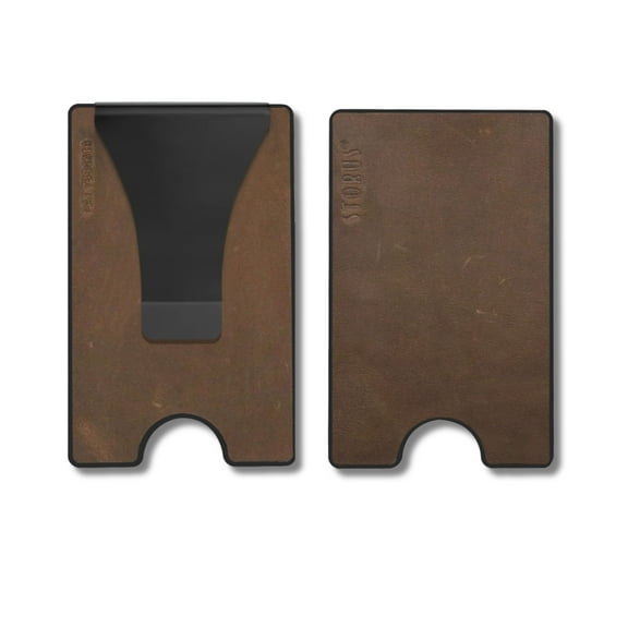 Storus® Smart® Wallet Leather, RFID Blocking Card Holder Money Clip for Men, Travel, Gift - Brown