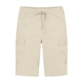thumbnail image 5 of Cargo Shorts for Women Drawstring Elastic Waisted Mid Rise Half Pants with Pockets Womens Straight Leg Bermuda Short 4th of July, 5 of 5