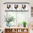 thumbnail image 5 of 3 Piece Kitchen Curtains and Valances Set Black White Plaid Rooster Cafe Curtains 36 Inch Length Vintage Farmhouse Checkered Valance & Tier Curtain for Living Room Bedroom Window 54"x18"+27"x36"*2, 5 of 6