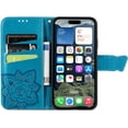 thumbnail image 2 of Wallet Case for iPhone 16 Plus Case Crystal Glitter Bling with Card Holder Stand Leather Flip Case Diamond Butterfly Protective Case for iPhone 16 Plus 6.7 inch Crystal Blue, 2 of 6
