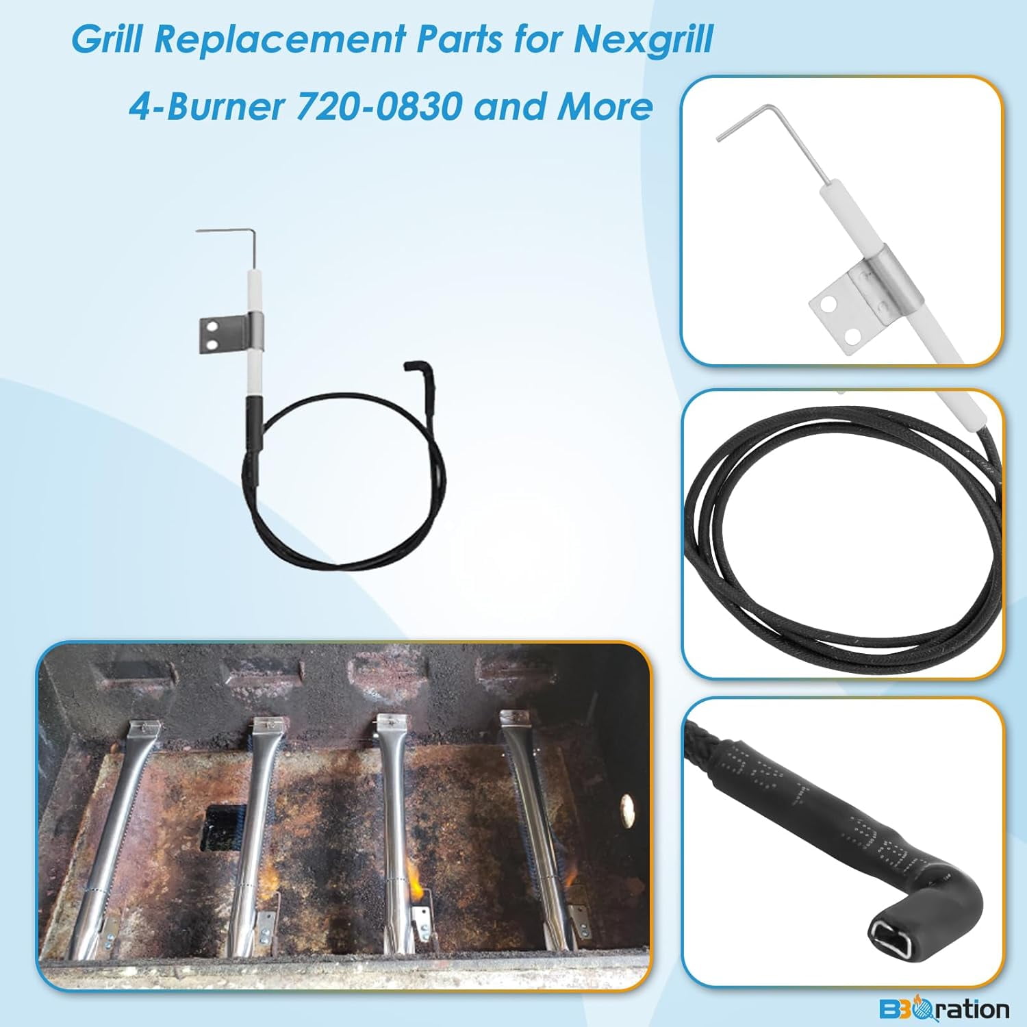 DHL-128-5Q Grill Igniters Kit for Nexgrill Replacement Parts 5 Outlet Tact Push Button Igniter w/Wire Parts 720-0830 720-0830H 720-0958A