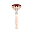 thumbnail image 3 of ANGARA Lab Grown 2 Ct Classic Oval Ruby Side Stone Engagement Ring for Women in 14K Rose Gold (Size-9x7mm) | July Birthstone, Birthday, Anniversary, Jewelry Gift for Women | Lab-Grown Ruby Ring, 3 of 8