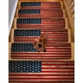 thumbnail image 2 of American Flag Stair Treads for Wooden Steps Indoor Runner Rug Carpet, Blue Red USA Flag Vintage Wooden 7 Pieces Peel and Stick Staircase Step Treads Covers Washable Throw Door Mats, 30"x8", 2 of 6