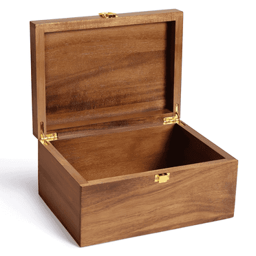 Larger Wooden Memory Keepsake Boxes with Hinged Lids - Decorative Storage Box with a Hinge Lids for Picture Letter Time Capsule - 4"×7"×10.6"- Acacia